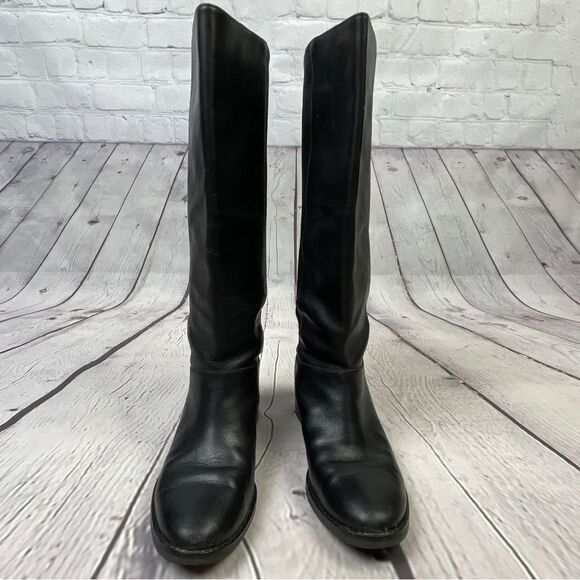COLE HAAN Adler black leather & suede tall pull on riding boots, size 6 - Picture 10 of 13